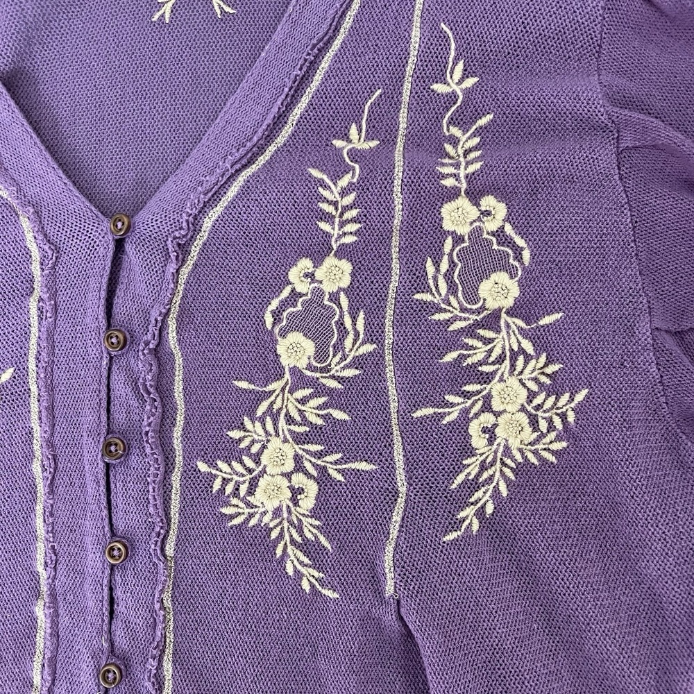 Free People Sweater Womens Large L Knit Embroidered Pullover - Picture 5 of 12